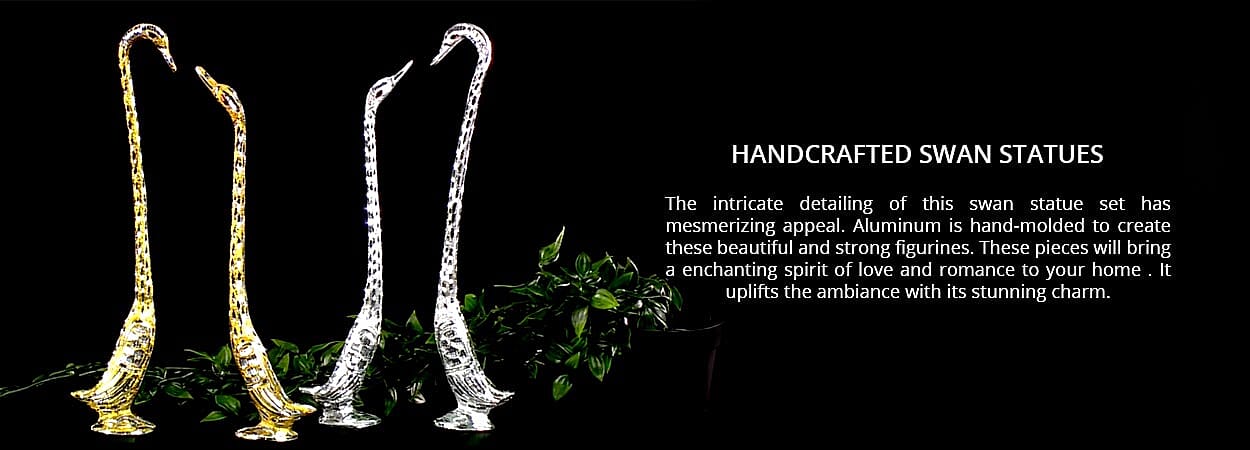 Handcrafted Swan Statues Banner