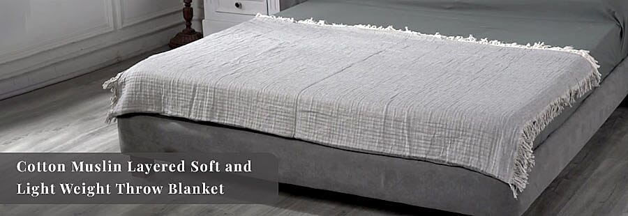 Cotton Muslin Layered Soft and Light Weight Throw Blanket Banner