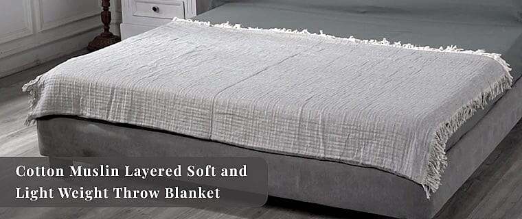 Cotton Muslin Layered Soft and Light Weight Throw Blanket Banner