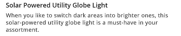 Solar Powered Utility Globe Light