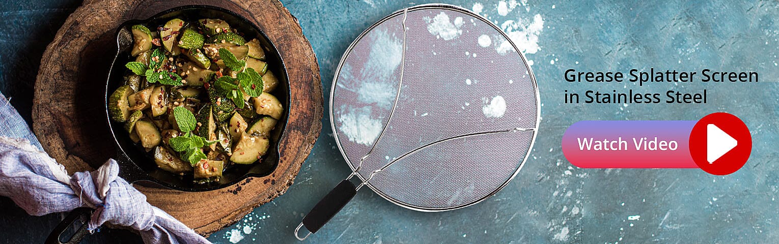 Grease Splatter Screen in Stainless Steel Banner