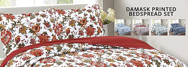 Damask Printed Bedspread Set Banner