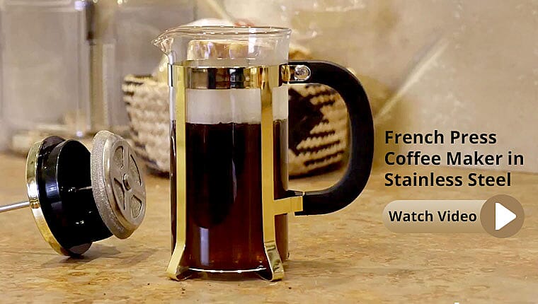 French Press Coffee Maker in Stainless Steel Banner