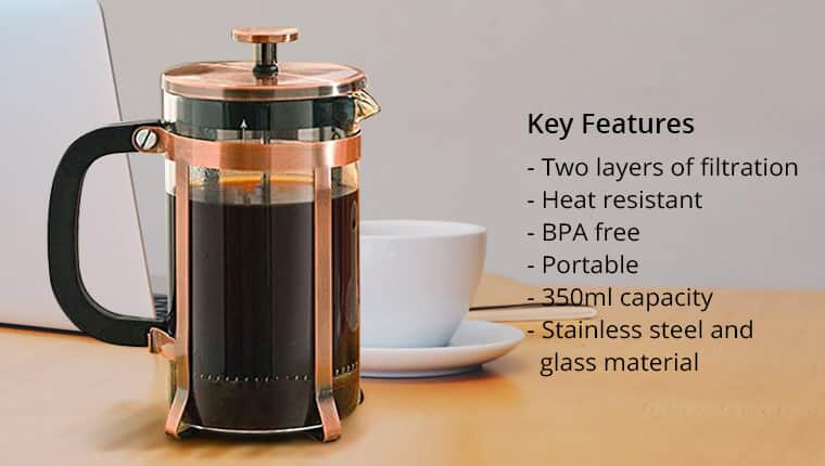 12OZ French Press Coffee/Tea Maker Stainless, Steel High Borosilicate  Plastic-free Carafe 350, 1 - Foods Co.