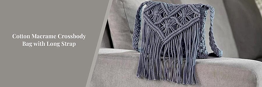 Cotton Macrame Crossbody Bag with Long Strap Banner