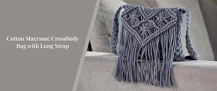 Cotton Macrame Crossbody Bag with Long Strap Banner
