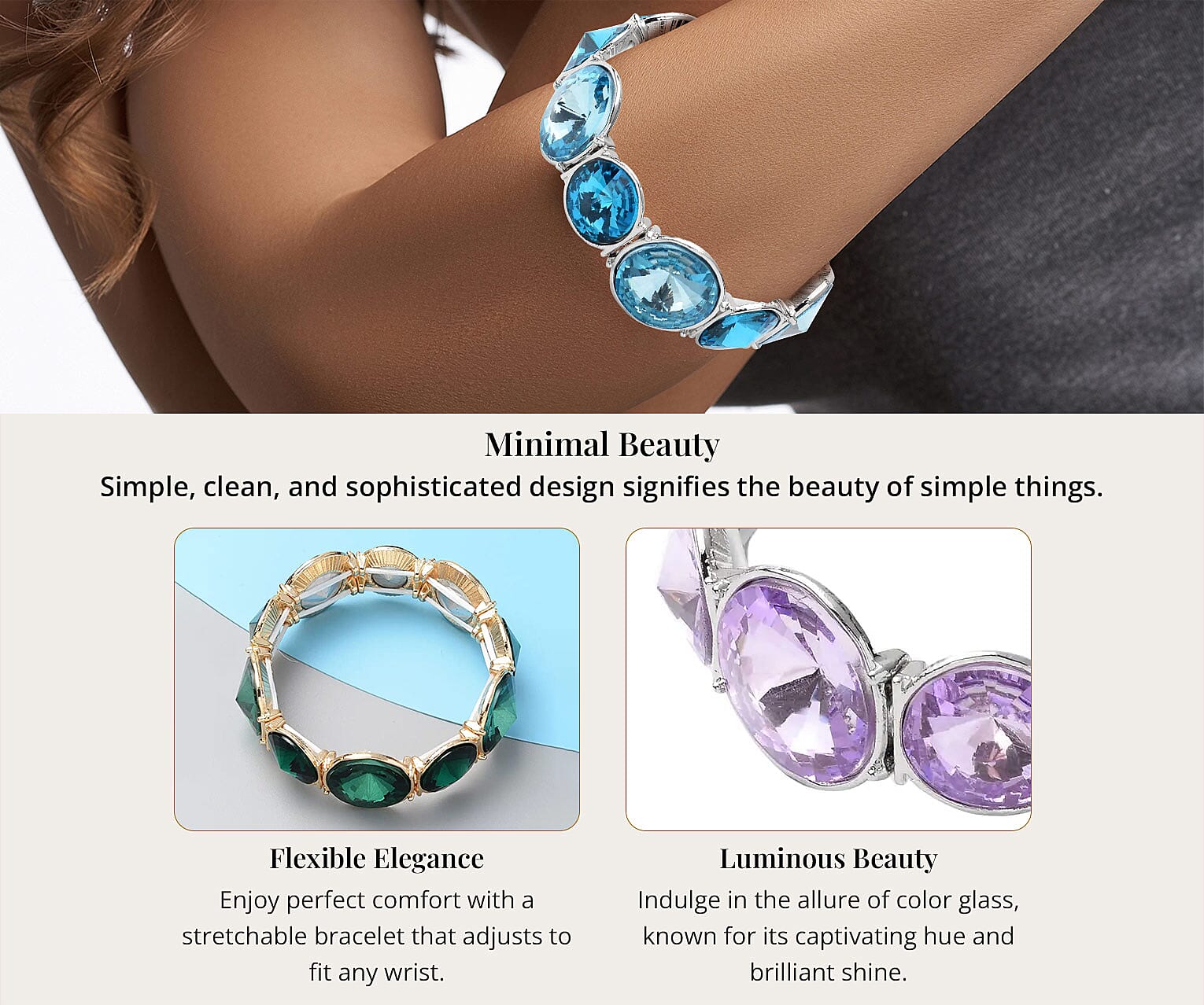 Blue Glass Bracelet in Silvertone Banner