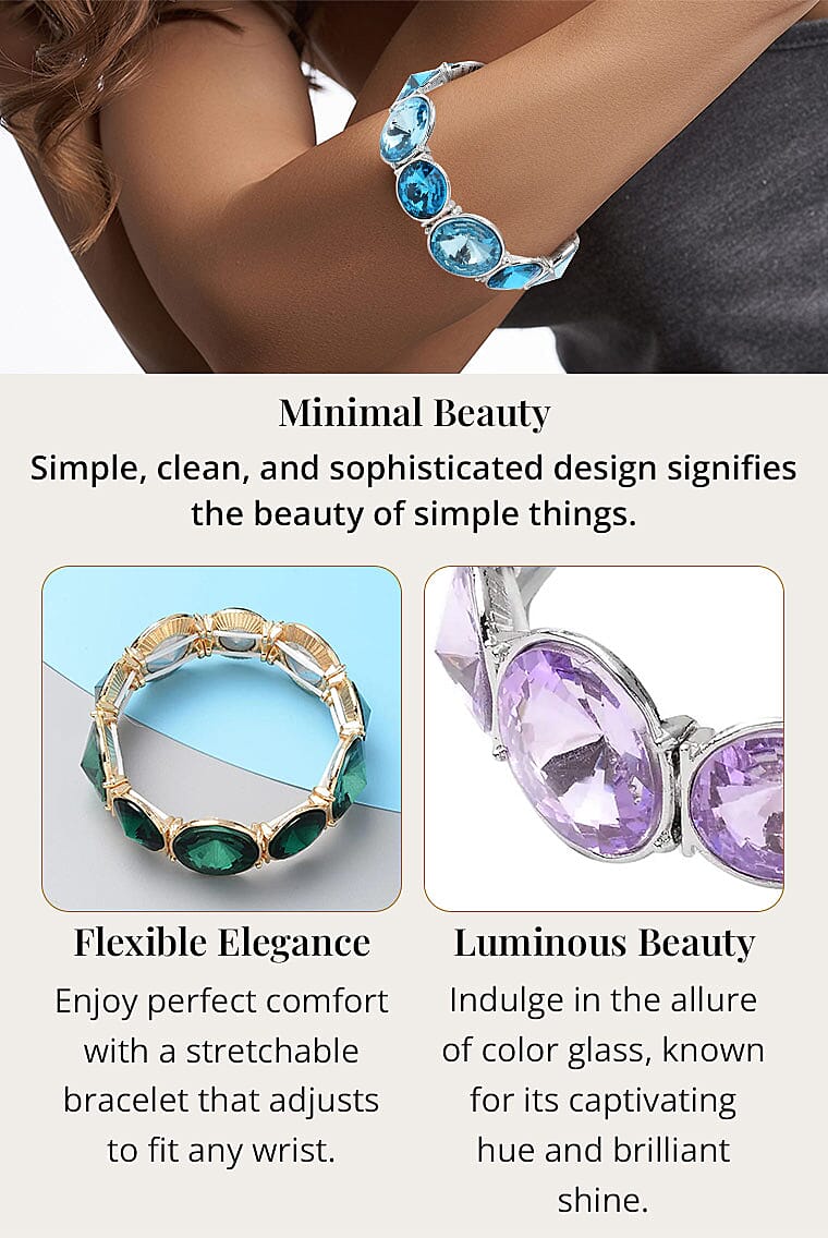 Blue Glass Bracelet in Silvertone Banner