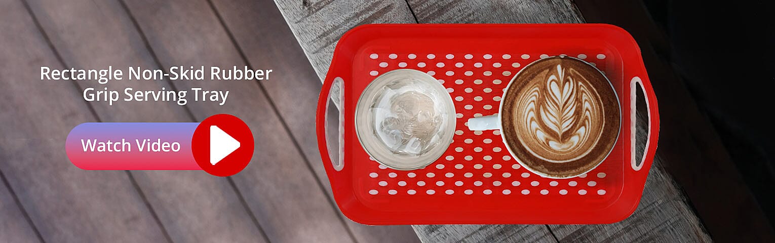 Rectangle Non-Skid Rubber Grip Serving Tray Banner