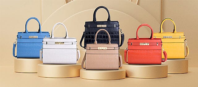 Texture Inspired Pattern Genuine Leather Convertible Satchel Bag Banner