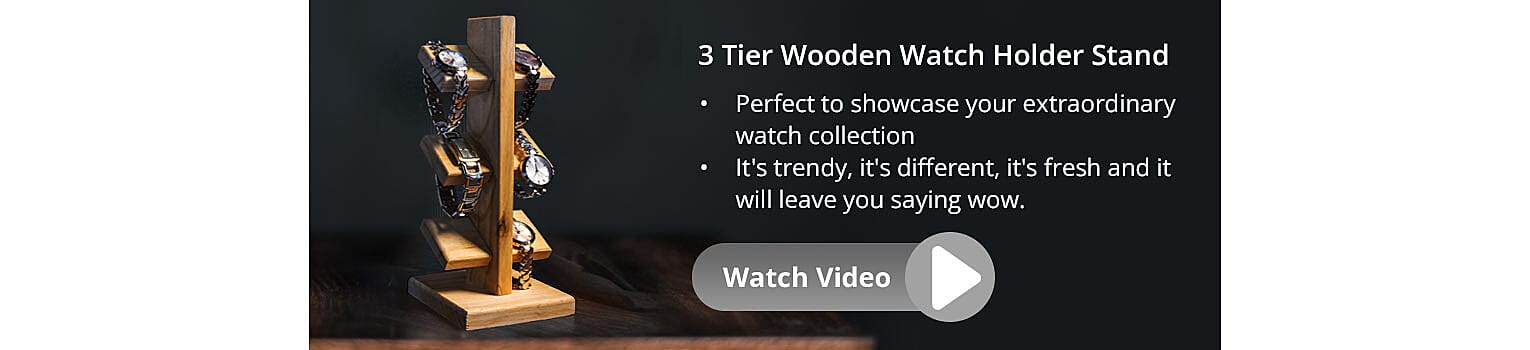 Wooden Watch Holder Stand Banner
