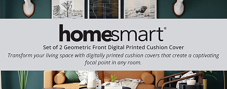 Homesmart Set of 2 Geometric Front Digital Printed Cushion Cover  Banner