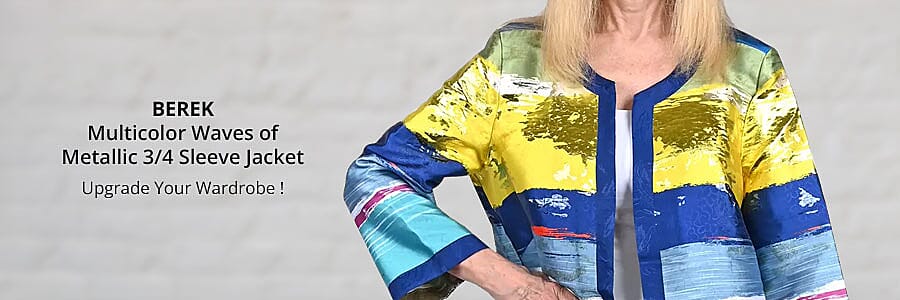BEREK Multicolor Waves of Metallic 3/4 Sleeve Jacket Banner