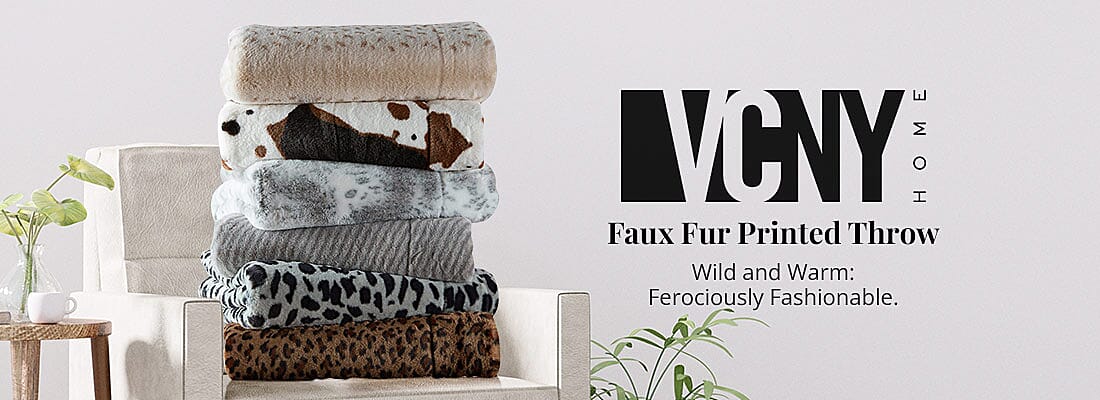 Vcny Home Faux Fur Printed Throw Banner