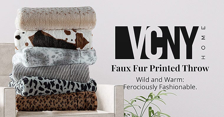 Vcny Home Faux Fur Printed Throw Banner