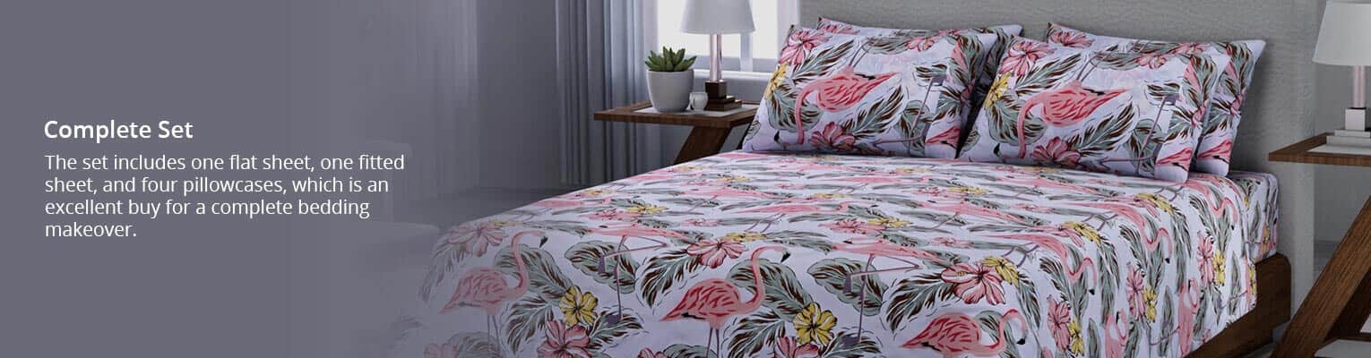 Mooreeke Floral King Bed Sheets, Soft Microfiber Flower Leaf Printed Bedding Sheets & Pillowcases, Deep Pocket Non-Slip Fitted King Patterned