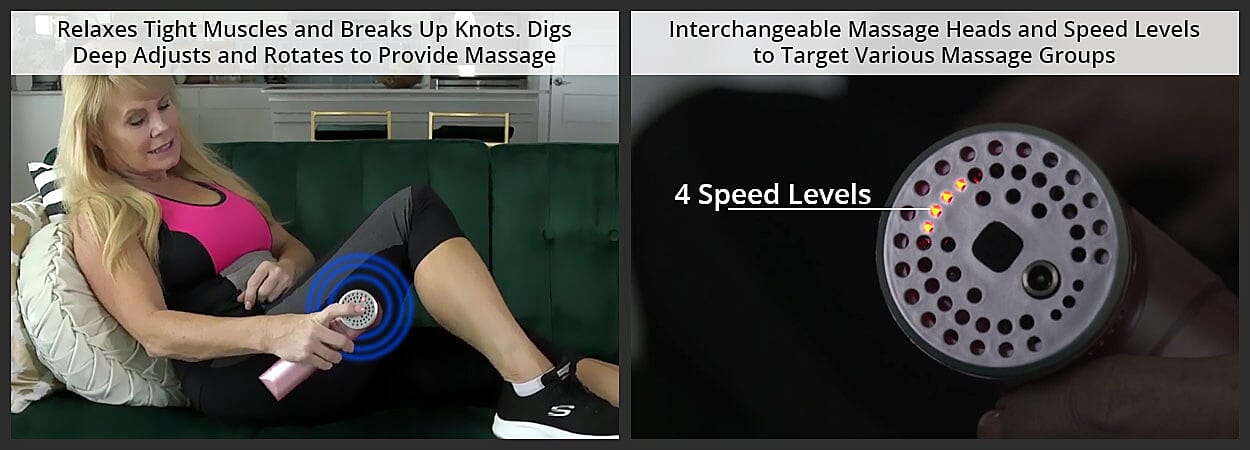 Interchangeable Massage Heads and Speed Levels