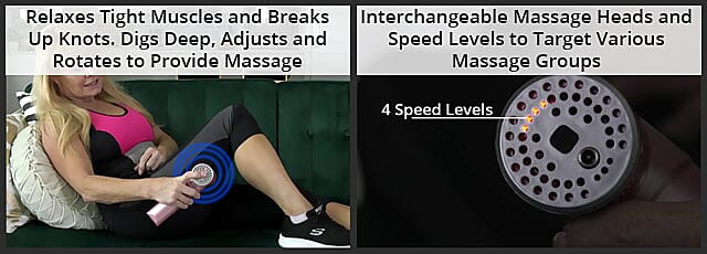 Interchangeable Massage Heads and Speed Levels