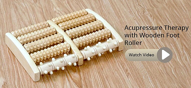 Acupressure Therapy with Wooden Foot Roller Banner
