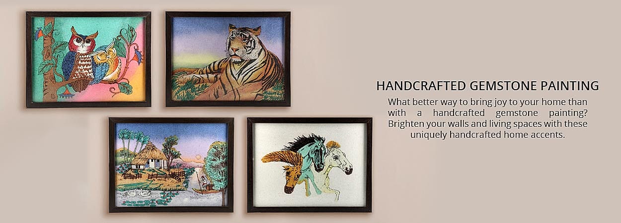 Handcrafted Gemstone Painting Banner