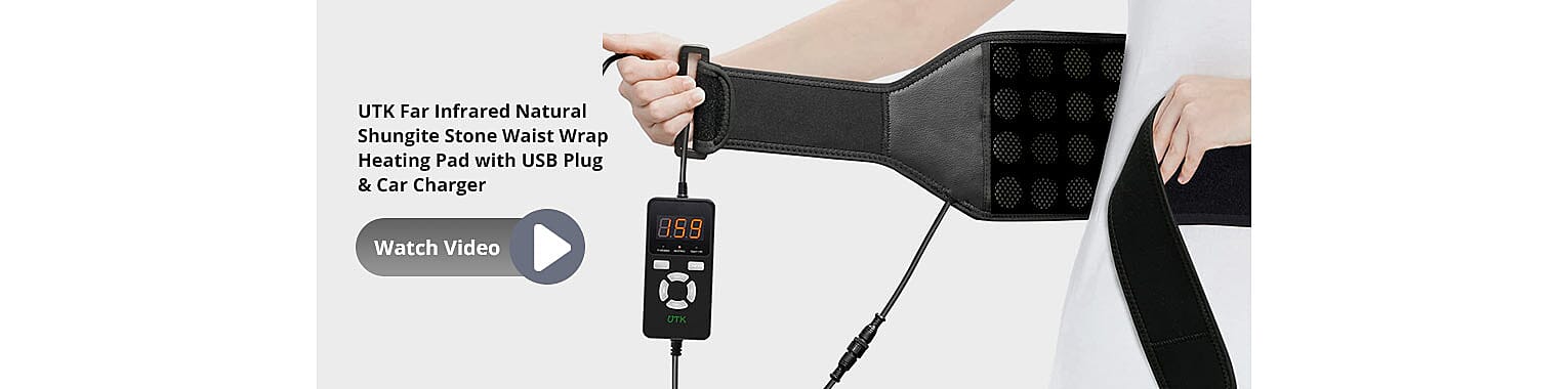 UTK Far Infrared Natural Shungite Stone Waist Wrap Heating Pad with USB Plug & Car Charger Banner