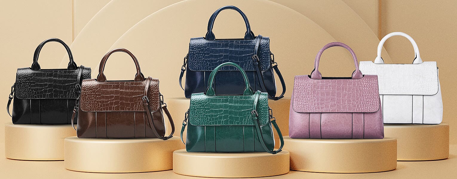 Crocodile Embossed Fashion Tote Bag Banner