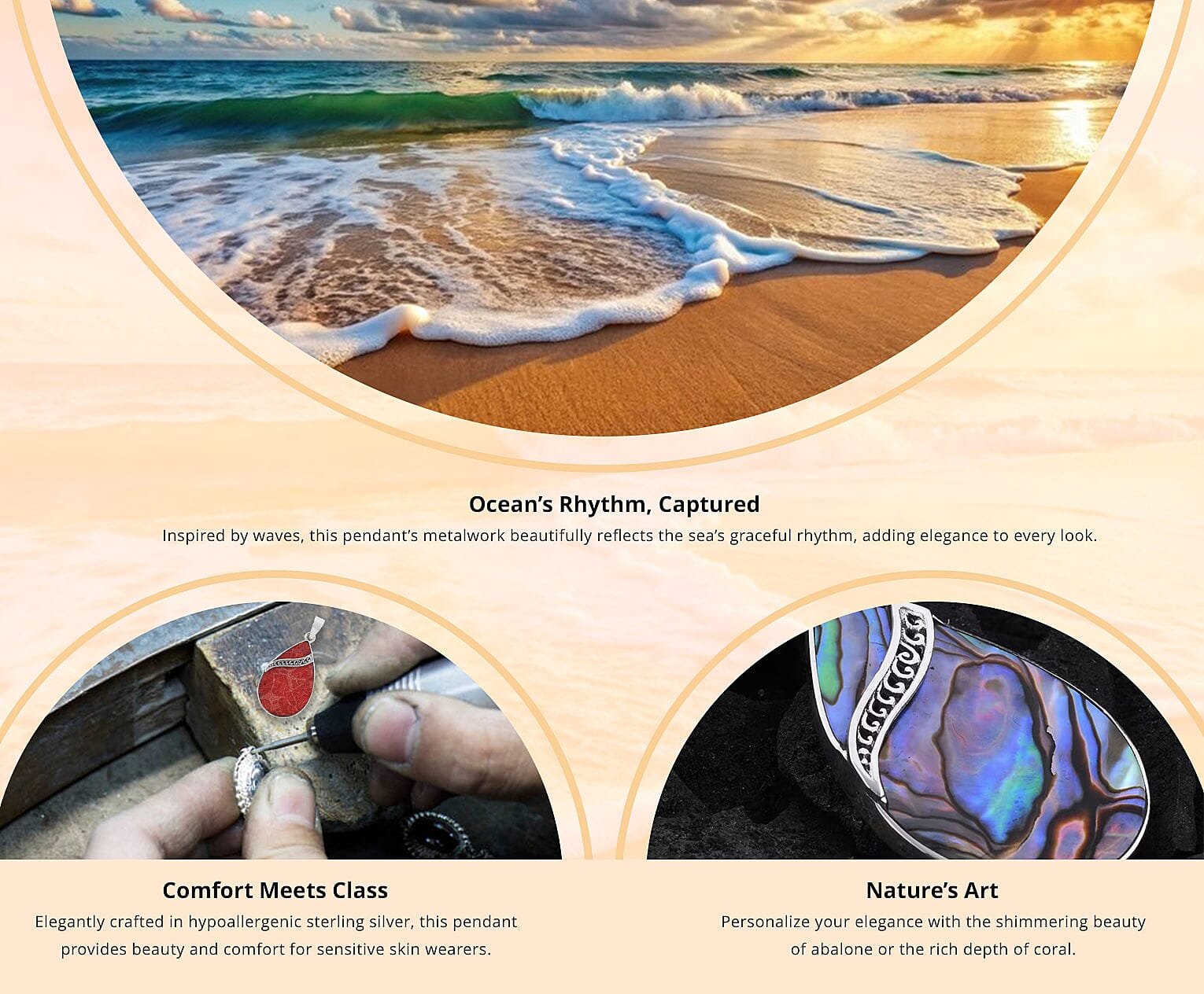 Abalone Shell Pear Pendant in Sterling Silver Banner