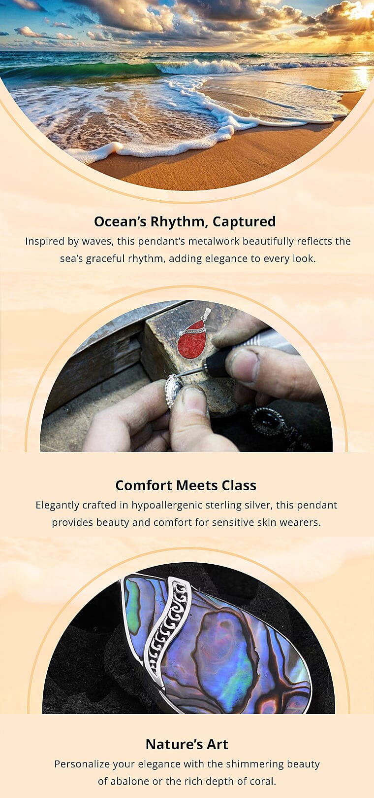 Abalone Shell Pear Pendant in Sterling Silver Banner