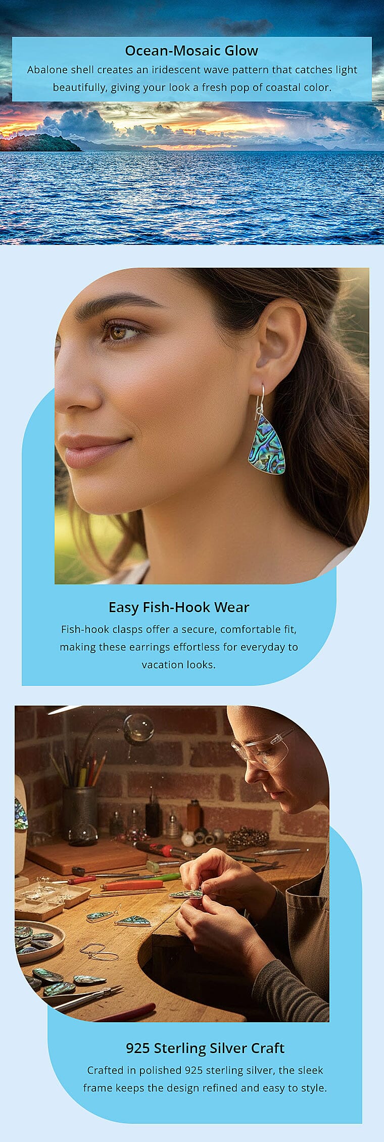 Abalone Shell Earrings in Sterling Silver Banner
