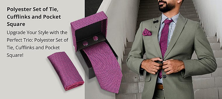 Polyester Set of Tie, Cufflinks and Pocket Square  Banner