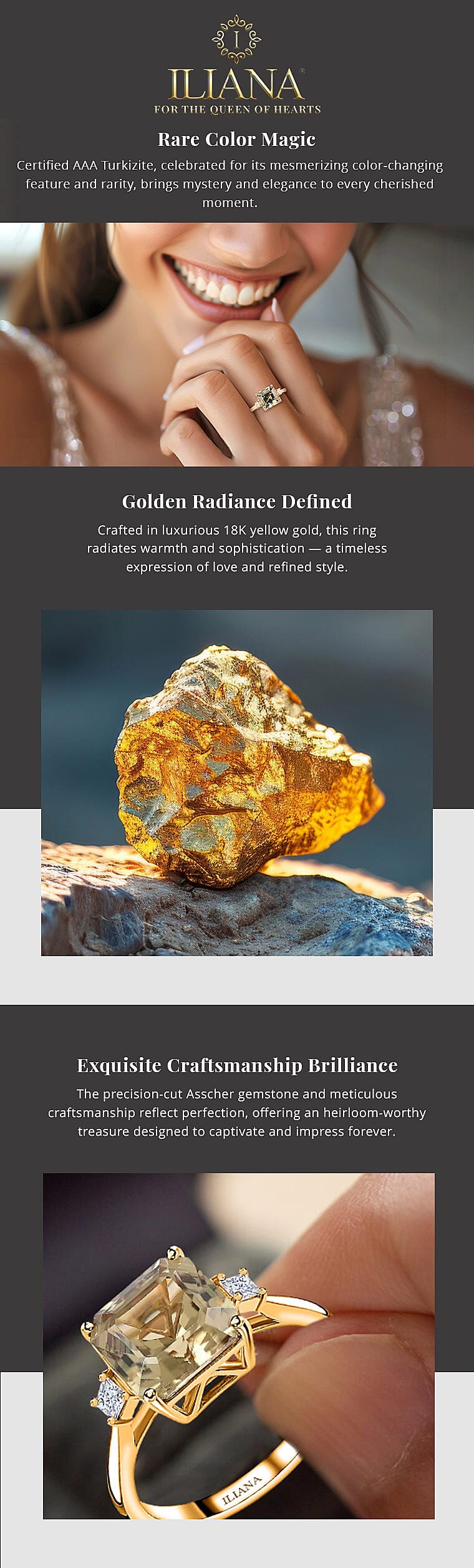 Certified and Appraised Iliana Asscher Cut AAA Turkizite and G-H SI Diamond 4.35 ctw Ring Banner