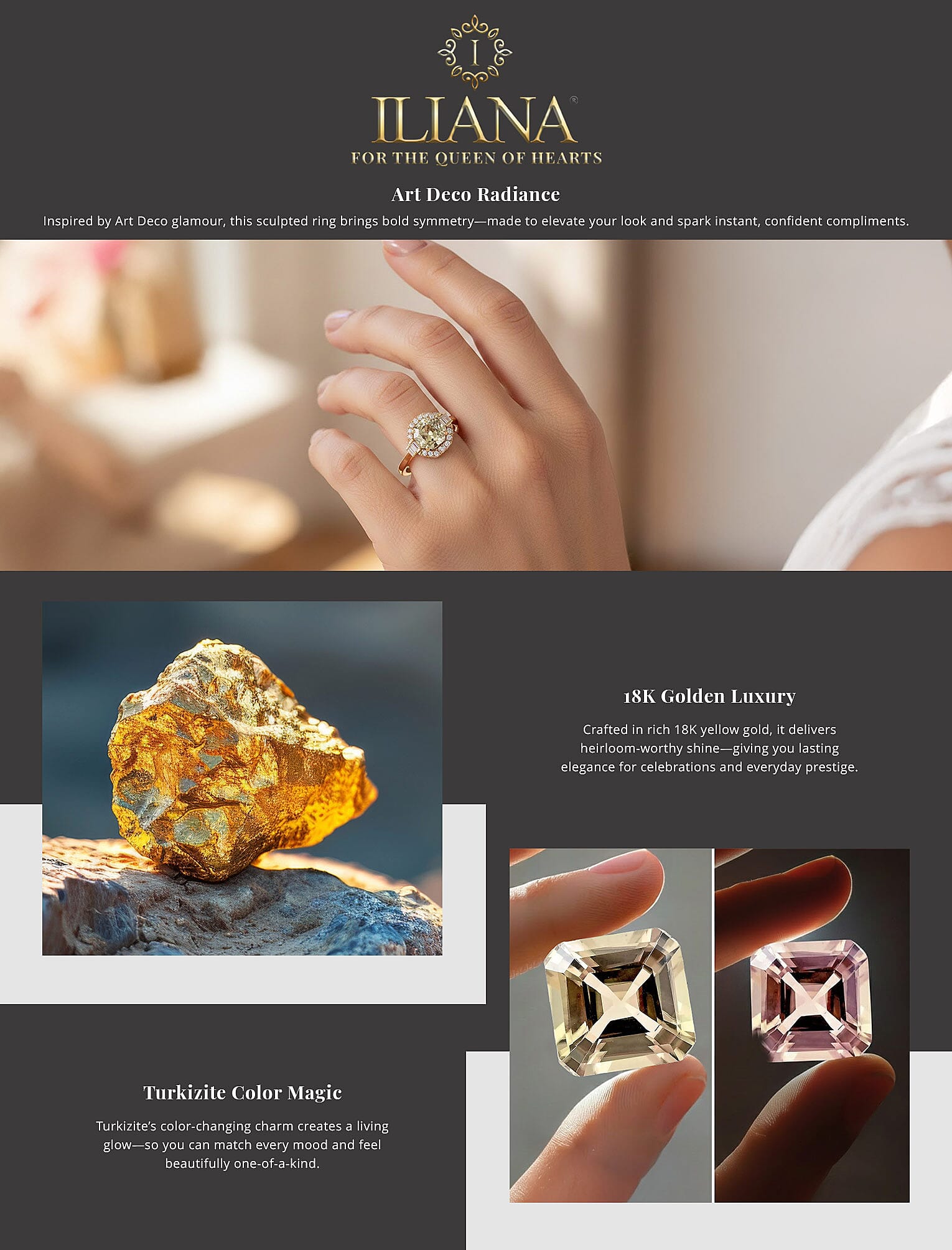 Certified and Appraised Iliana 18K Yellow Gold AAA Turkizite and G-H SI Diamond Halo Ring Banner