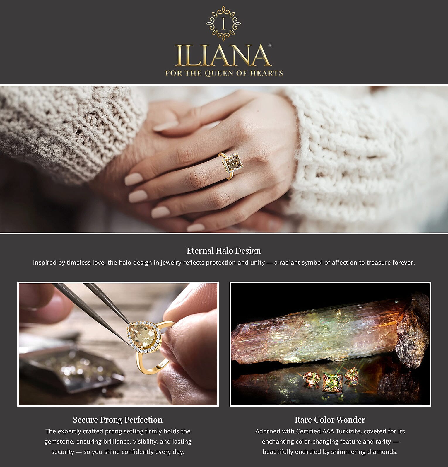 Certified and Appraised Iliana AAA Turkizite and G-H SI Diamond 4.35 ctw Halo Ring Banner