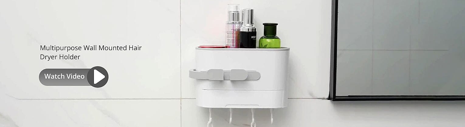 Multipurpose Wall Mounted Hair Dryer Holder Banner