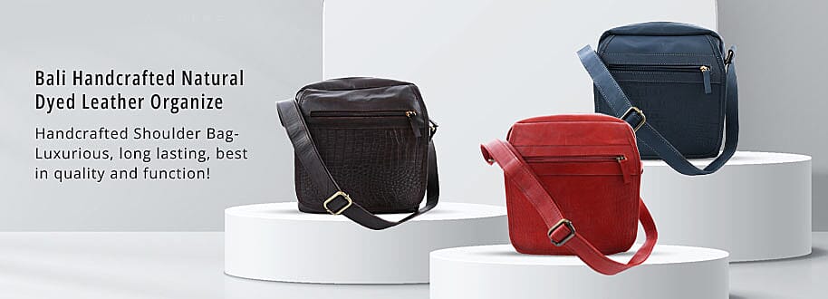 Bali Handcrafted Natural Dyed Leather Organize Shoulder Bag Banner