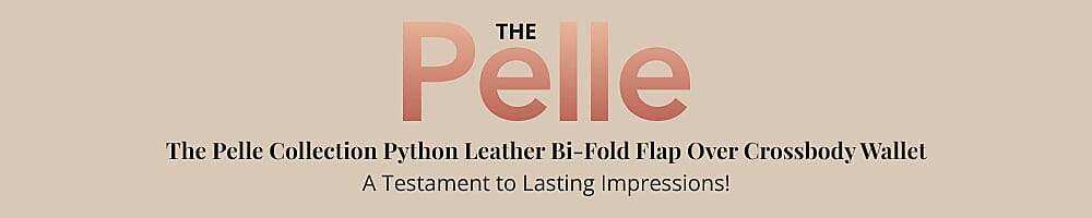 The Pelle Collection Python Leather Bi-Fold Flap Over Crossbody Wallet Banner