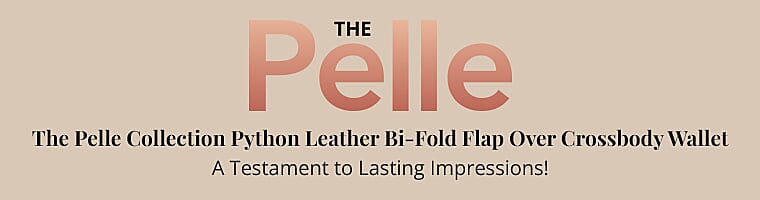 The Pelle Collection Python Leather Bi-Fold Flap Over Crossbody Wallet Banner