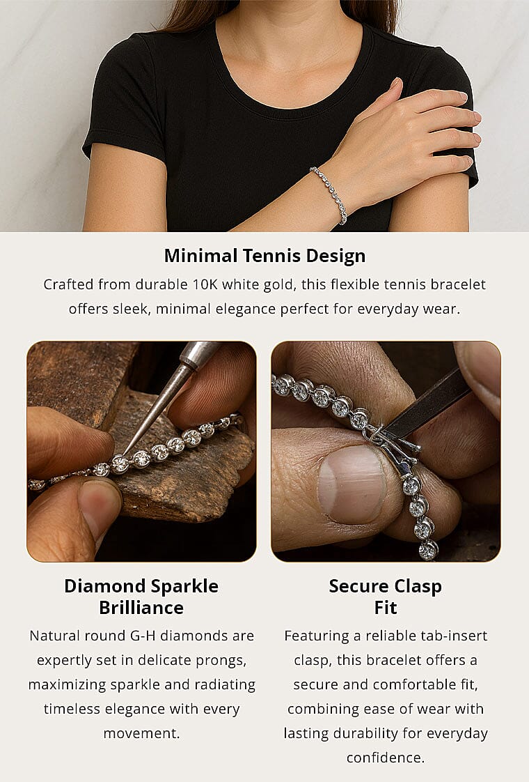 G-H I1 Diamond 3.00 ctw Bracelet in 10K White Gold (7.25 In) 8.50 Grams Banner
