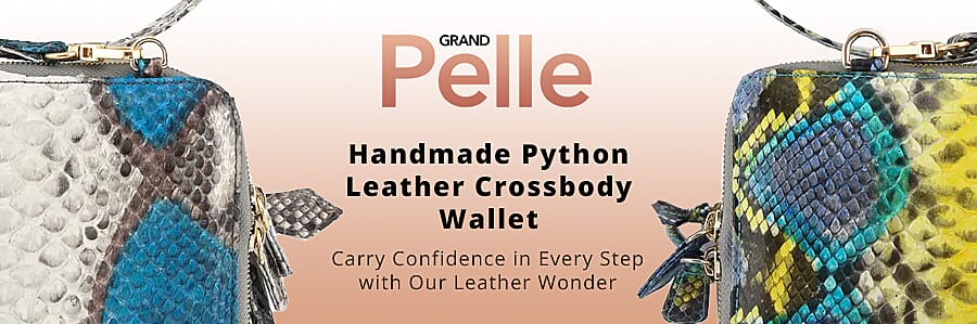 The Pelle Collection Handmade Python Leather Crossbody Wallet  Banner