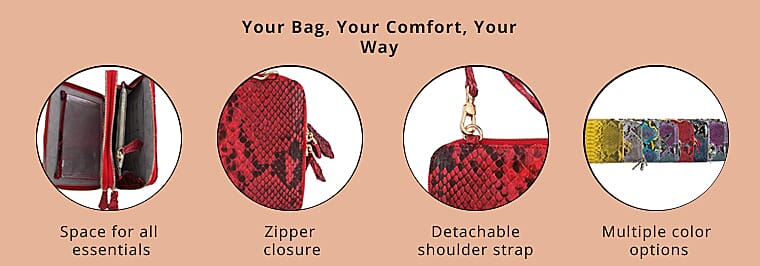 The Pelle Collection Handmade Python Leather Crossbody Wallet Banner