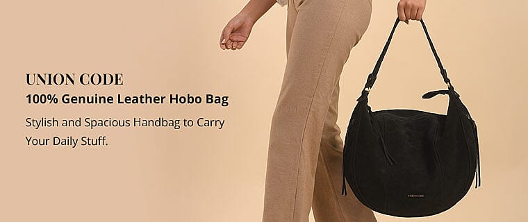 UNION CODE 100% Genuine Leather Hobo Bag Banner