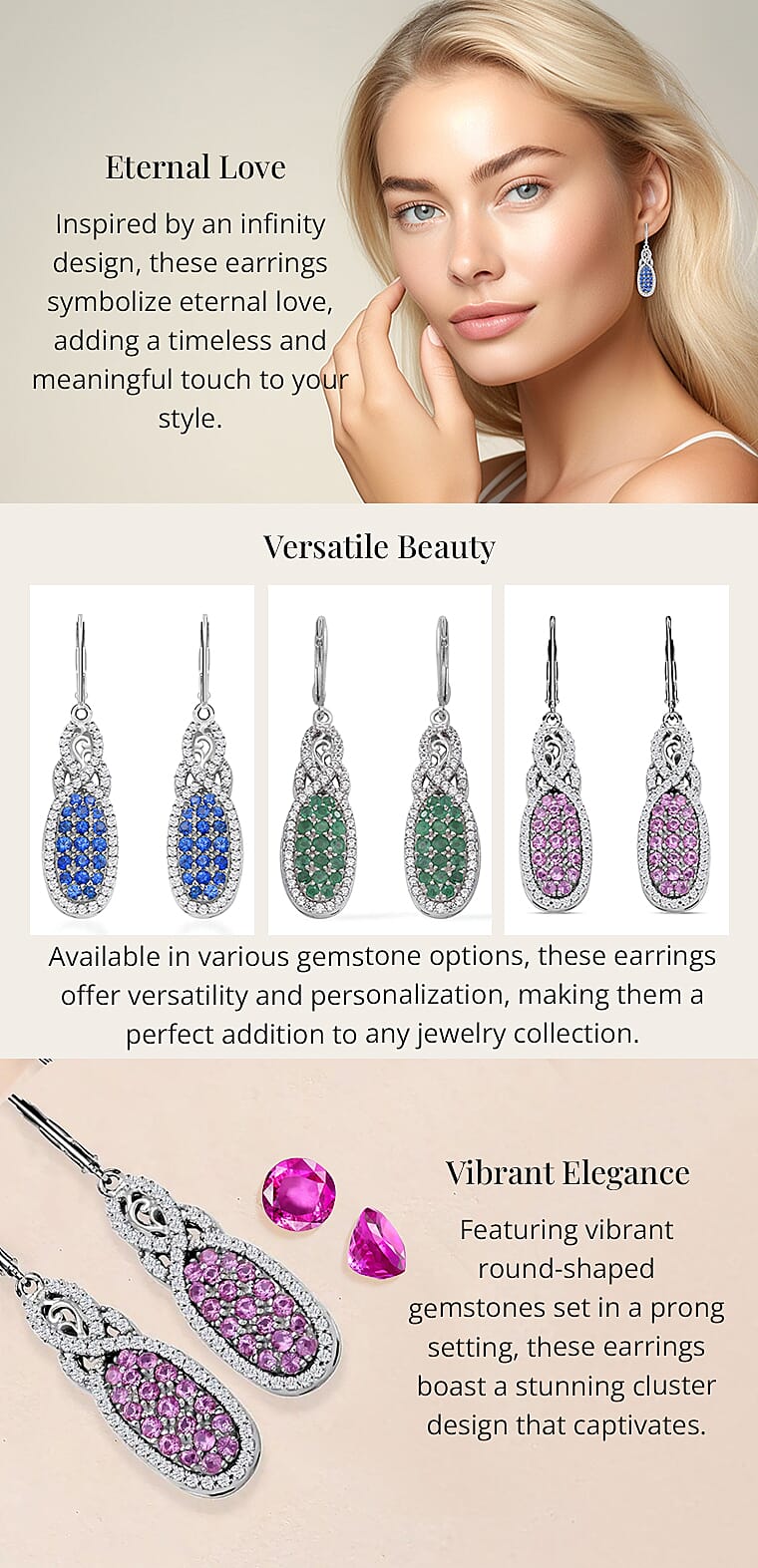 Infinity Cocktail Earrings in Platinum Over Sterling SilverBanner