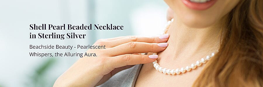 Shell Pearl Beaded Necklace in Sterling Silver Banner