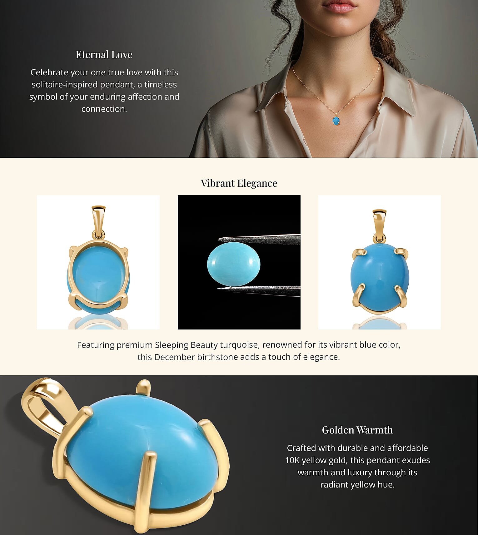 Luxoro Premium Sleeping Beauty Turquoise 3.25 ctw Solitaire Pendant Banner