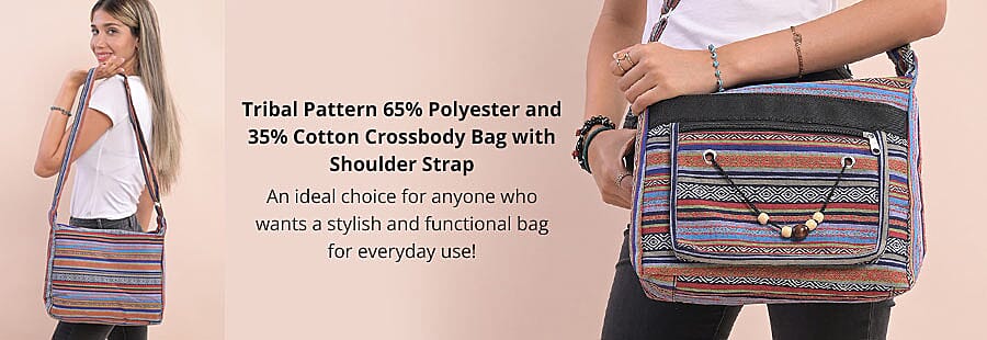Tribal Pattern 65% Polyester and 35% Cotton Crossbody Bag Banner