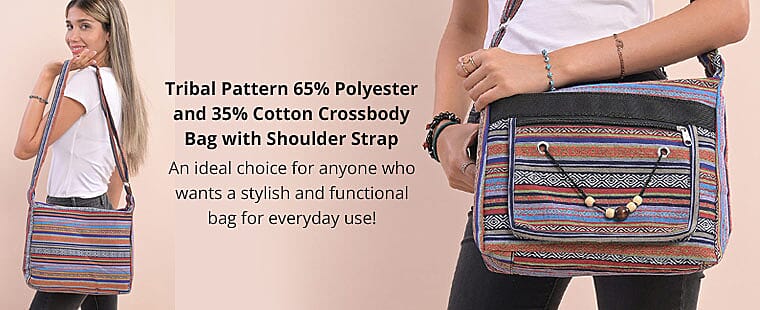 Tribal Pattern 65% Polyester and 35% Cotton Crossbody Bag Banner