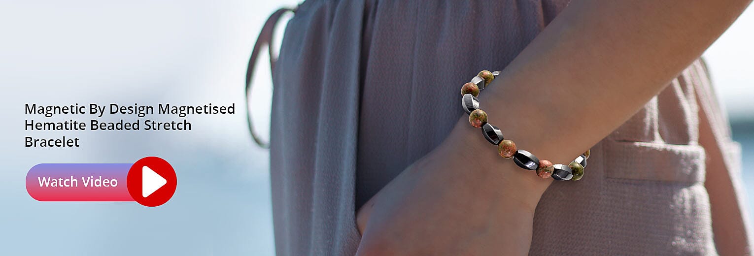 Magnetised Hematite Beaded Stretch Bracelet  Banner