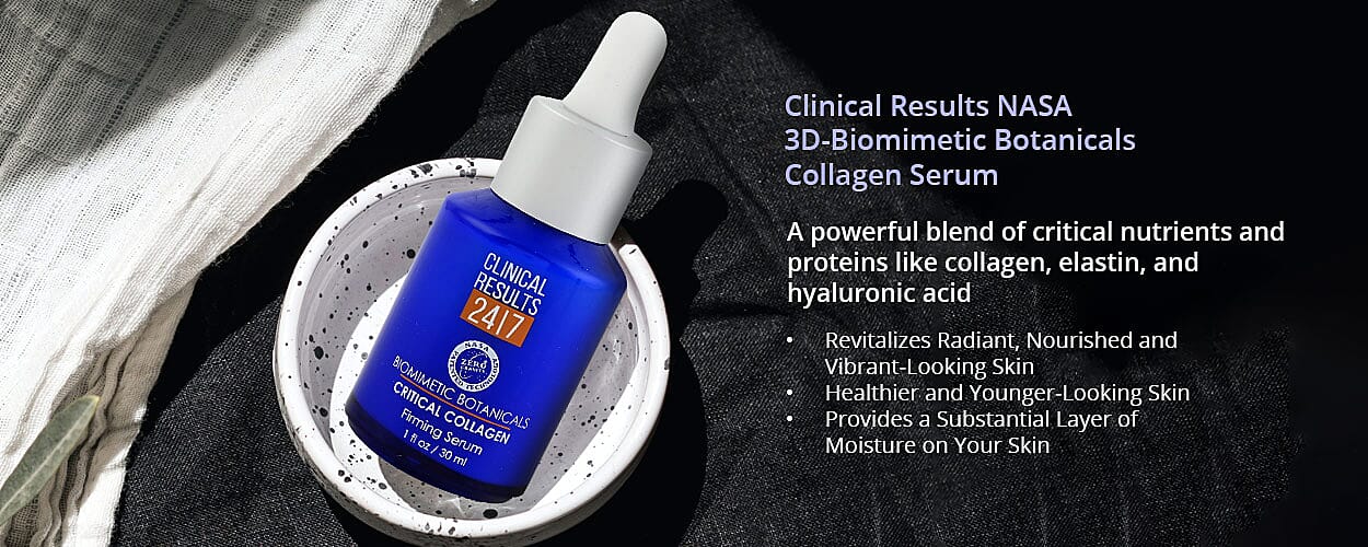 Clinical Results NASA 3D-Biomimetic Botanicals Collagen Serum Banner
