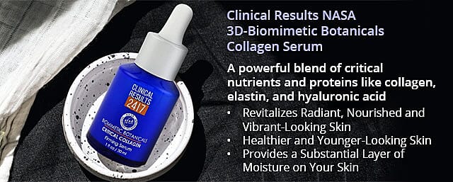 Clinical Results NASA 3D-Biomimetic Botanicals Collagen Serum Banner