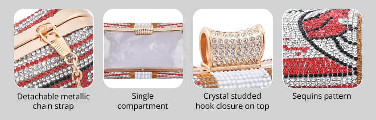 Buy Yellow Crystal Dollar Clutch Bag for Women with Detachable Chain Strap, Women Purse, Designer Bags, Ladies Purse